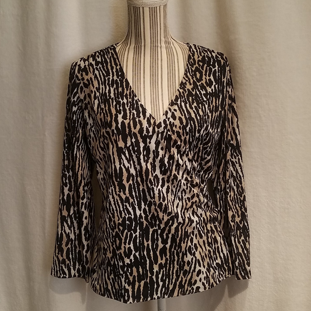 Jones New York Leopard Print Blouse Size L